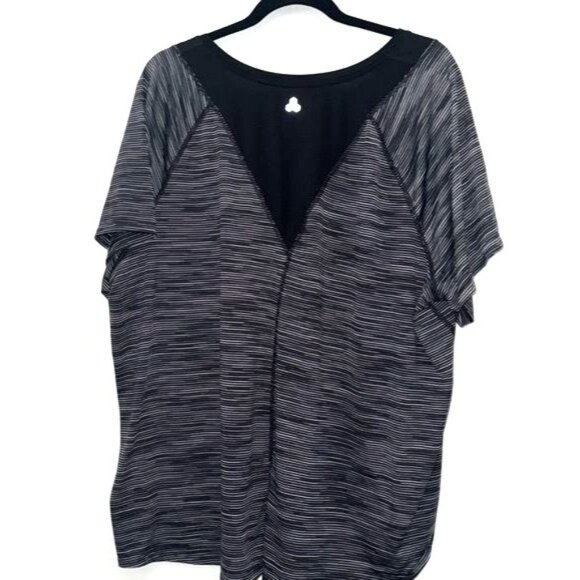 Tek Gear Womens Black & White Striped Workout Tee 3X - Picture 4 of 5